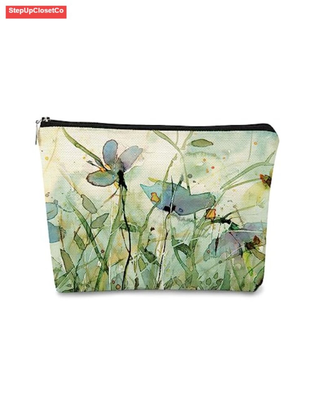 Linen Floral Makeup Bag Organizer Cottagecore Vintage Cosmetic Case